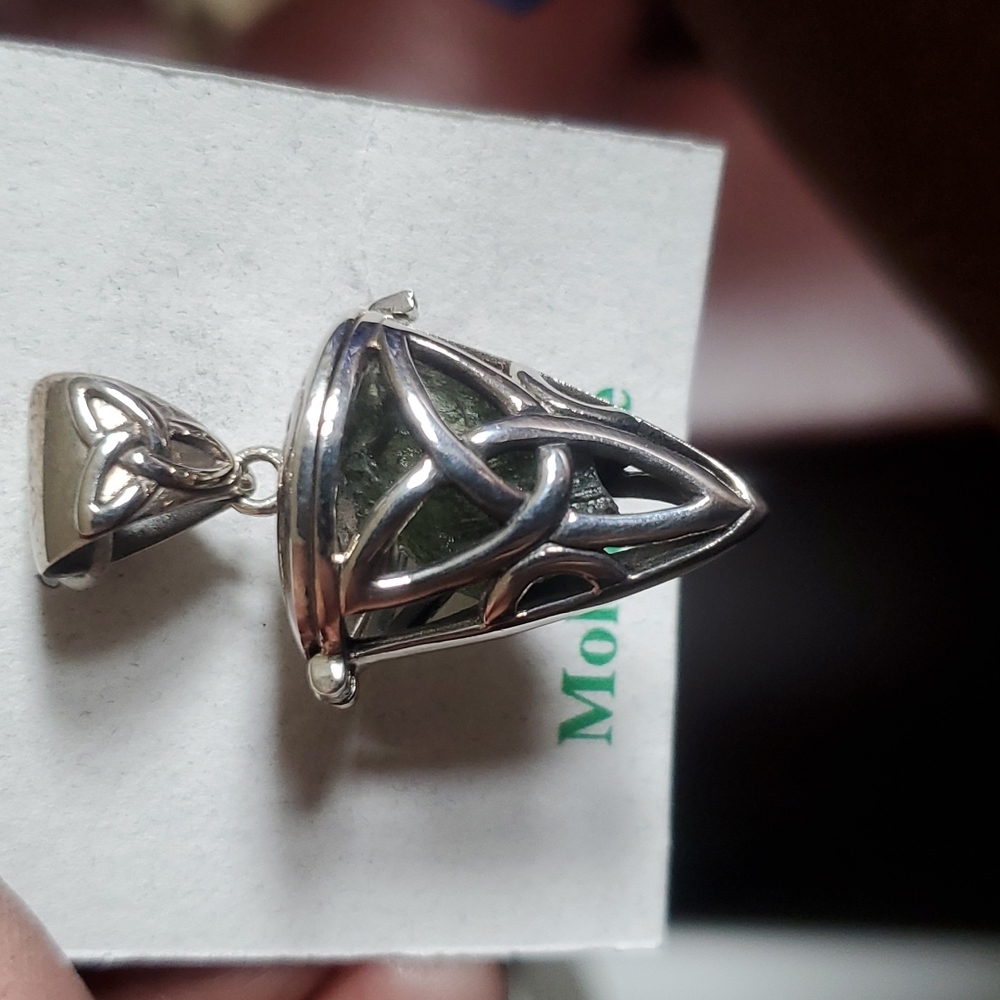 Moldavite celtic pendant